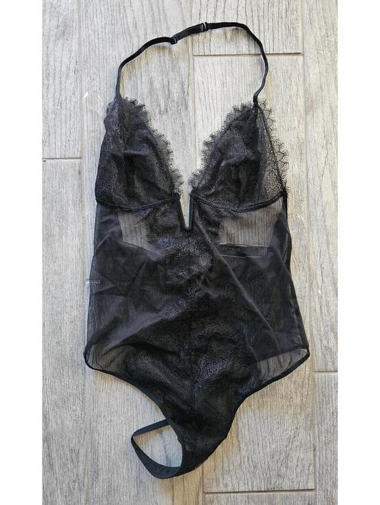 Victoria's Secret Other - New Women's Victoria's Secret Bodysuit Lingerie Lace Black Halter Thong Medium